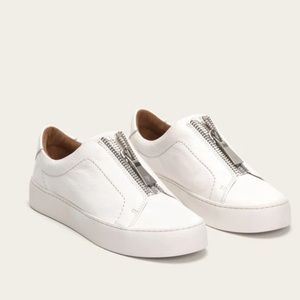 Frye Lena Zip Down White Sneakers 7.5